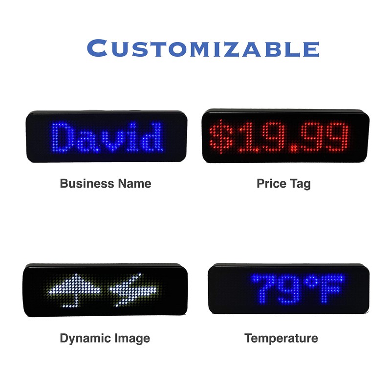 VBLab Wireless Bluetooth LED Name Badge Upgraded Rechargeable Name Tag
