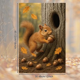 Fall Garden Flag, 18x12 Inch Cute Squirrel Yard Flag for Outdoor Autumn Decor Double-Sided Seasonal Garden Flags for Outside Porch Lawn Backyard Decoration
