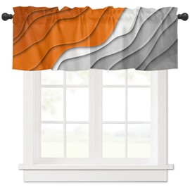 Orange Ombre Valance Curtain for Kithchen Windows Orange and Grey Gradient Modern Abstract Geometric Valance Tier Curtain Rod Pocket Valances for Bedroom/Living Room/Bathroom, 1 Panel, 42 x 18 Inch