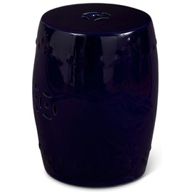 Navy Blue Porcelain Coin Motif Chinese Drum Garden Stool