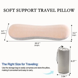 YOUR MOON Memory Foam Travel Pillows, Small Camping Pillow for Sleeping, Portable Backpacking Hammock Camp Pillow for Hiking&Car, Camping Accessories, Neck Support Pillow(Pink Gray)