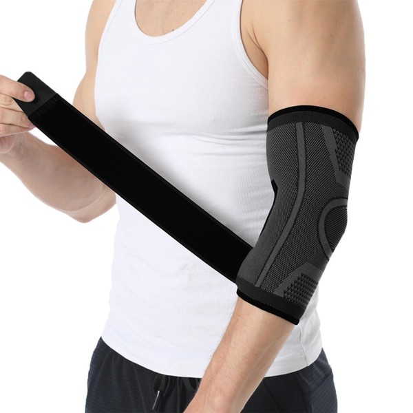 NuCamper Ellenbogenbandage mit Riemen Herren Damen, Tennisarm, Golferarm, Kompressionsbandage, Rutschfeste,