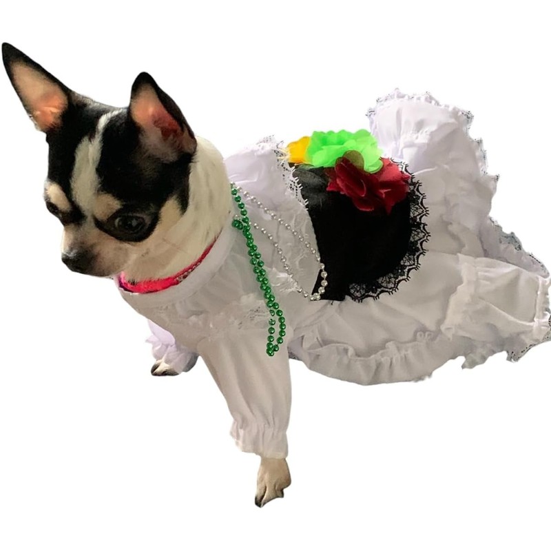 Genérico Disfraz Vestido Jarocha Veracruzana Mexicana para Perro y Gato
