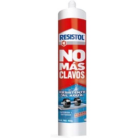 Resistol No Más Clavos Resistente al Agua, pegamento para reparaciones, pegamento para madera, metal, vidrio y más, adhesivo de montaje para interiores y exteriores, 1x450g