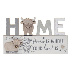 Lesser & Pavey Love & Affection Highland Cow Wooden Plaque - Home For Home Decor & Gift | Wooden and Acrylic Plaques For Home and Office | Ideal Signs & Plaque Birthday Gifts For Women & Men