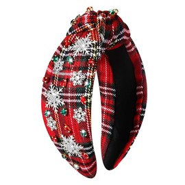 MOLOCH Christmas Headband for Women Christmas Tree Bow Snowflake Knotted Headband Jeweled Crystal Xmas Headband Christmas Decorations Gifts