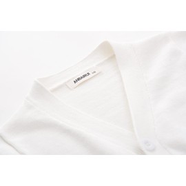 BINIDUCKLING Boys Girls V-Neck School Cardigans Long Sleeve Button-up Knitwear for School Uniform（White,150）