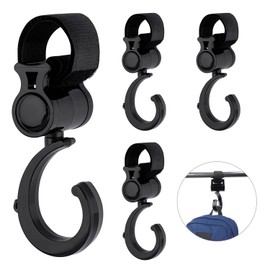 4PCS Walker Hook Hanging, 360°Multipurpose Rotation Stroller Clip Diaper Bag Hanger, Walker Accessories for Rollators, Crutches, Wheelchairs, Shopping Carts, Bike Handles