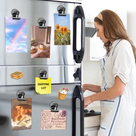 WUDIME 60 Pack Fridge Magnets Refrigerator Magnets, Black Magnetic Clips Whiteboard Magnets, Magnetic Clips Heavy Duty, Clips Magnet for Photo Displays, Home, Office, Classroom