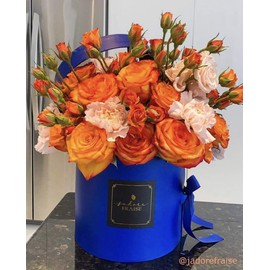 UNIKPACKAGING Premium Quality Round Flower Box, 2 TIER Gift Box with Lid, Size 7.8 dia. x 7 inch, for Luxury Style Flower Arrangements (Royal Blue)