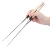 Stainless Steel Chopsticks Japanese Sushi Chopstick with Wood Handle Kitchen