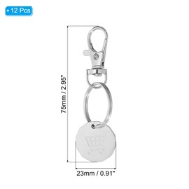 PATIKIL Shopping Trolley Token Key Ring, 12 Pack Stainless Steel Grocery Cart Remover Coin Keychains Unlock Release Key for Meters, Change, Silver Tone
