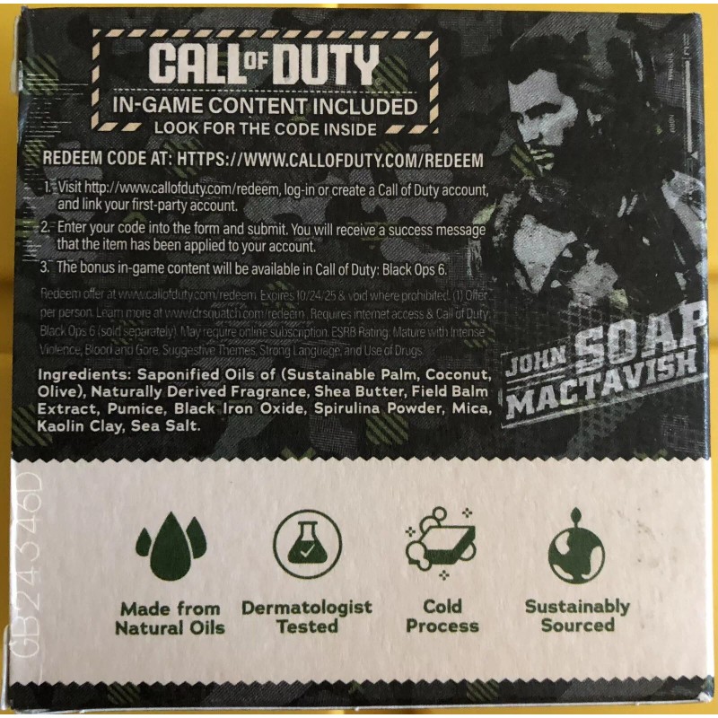 DR. Squatch Dr Squatch Sarge Soap CALL of DUTY Limited