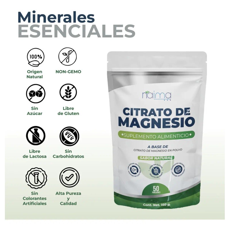 Citrato Magnesio Puro 150g Sabor Suplemento Naima