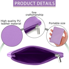 KALIONE 2 Pack Coin Purse, Portable PU Leather Coin Purse with Zipper Coin Purse Mini Change Purse Small Coin Purse for Women Credit Card Folded Bills ID Key Headset Lipstick(Pink&Purple)