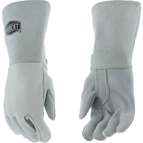IRONCAT 9061 Premium Top Grain Elk Leather Work Gloves – [Pack of 1] White, 14in., Medium, Stick Welding Gloves