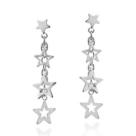 Handcrafted Trail of Stars .925 Sterling Silver Post Dangle Earrings | Earrings for Women | Sterling Silver Earrings | Dangle Earrings For Women | Stud Earrings