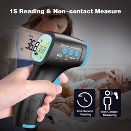 Thermometer for Adults, No Touch Forehead Thermometer for Adults and Children, Digital Infrared Body Thermometers for Kids, Baby Thermometer with High Temperature Alarm Instant Accurate Reading