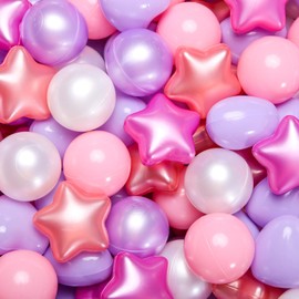 GOGOSO Star Ball Pit Balls for Ball Pit, Crush-Proof BPA Free Colorful Play Plastic Balls for Kids Toddler Christmas Party Decor Giant Friendship Bracelet Banner (Red Purple, 500 Balls)