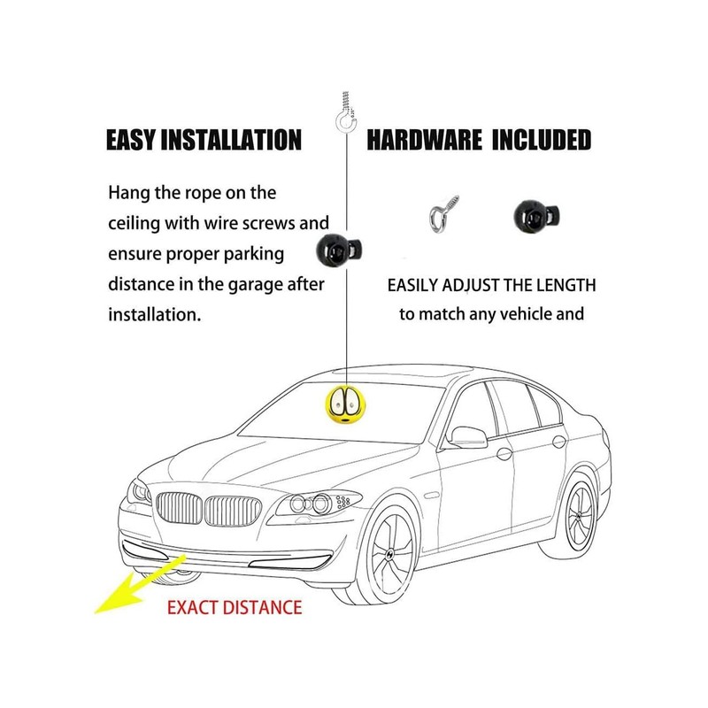 luvilly2PCS Yellow Garage Smiling Face Ball for Parking, Parking Aids