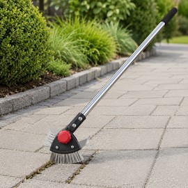 3-in-1 Adjustable Crack Weeder with Stainless Steel Scrapers and Wire Brush