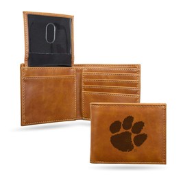 Rico Clemson Tigers Brown Bilfold Wallet with clear ID display
