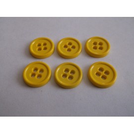 Unbranded 6/pcs Buttons Size Small Diameter=7/16" (13mm) Yellow 4 holes