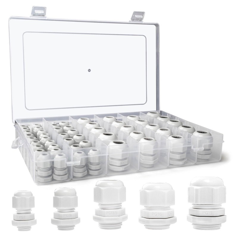 Cokritsm 50PCS Adjustable Cable Glands, Waterproof Cable Gland PG7 PG9