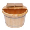 AngelcityCC Wood Foot Tub with Massager and lid, Solid Wood
