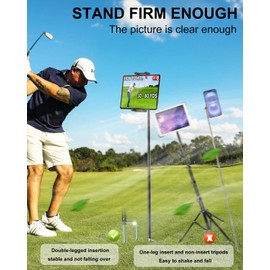 Kolasels Golf Monopod Stick with 57" Metal Telescopic Pole, Golf Tripod for Recording Swings and Assisting Games Training, Golf Phone Holder for iPad Pro 12.9 Air Mini, iPhone, 4-13'' Phones Tablets