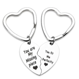 Cute Matching Heart Keychains for Couple Valentines Day Gifts for Girlfriend Boyfriend Long Distance Gifts for Him Her 2Pcs You Are My Missing Piece Puzzle Key Chains I Love You Gift for Husband Wife
