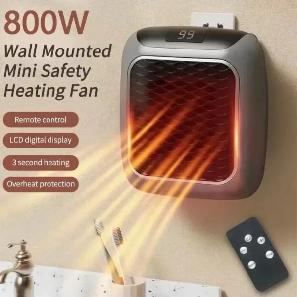 Portable Mini Space Heater 800W Electric Wall Space Heater with