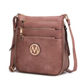 MKF Crossbody Bag for Women – PU Leather Expandable Messenger Purse – Designer Pocketbook Handbag Shoulder Strap