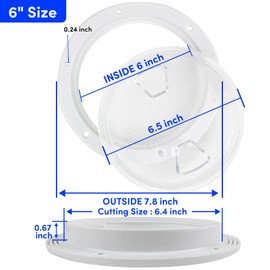 VEITHI 6" Boat Hatch Deck Plate - Marine Access Hatch Round with Detachable Cover for RV Marine Boat Kayaks Yacht - Boat Hatch Cover Circular Non Slip Inspection Hatch with Screws(White Transparent