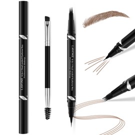 Eyebrow Pen,2-IN-1 Dual-ended Waterproof Eyebrow Pencil,with 4 Tip Microblading Eyebrow Pen and Ultra-Precise Brow Pencil,Dual-ended Eyebrow Brush,Eyebrows Makeup for Natural Looking-Soft Brown 01