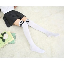 Calcetas Largas Blanca /negra Moda Japonesa Kawaii Unitalla