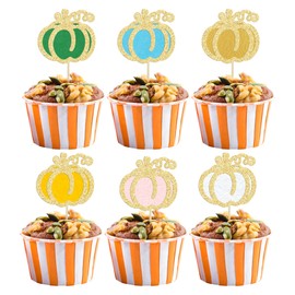 24 piezas de adornos de calabaza, decoración de calabaza, decoración de tartas, decoración de tartas, decoración de calabaza, baby shower, fiesta de cumpleaños, multicolor