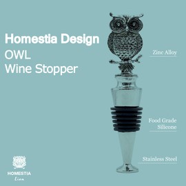 Homestia Owl Wine Bottle Stopper Stainless Steel Reusable Beverage Bottle Stopper Gift Set