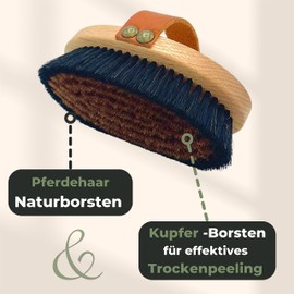 Grünschloss Monastery Brush with Copper - Dry Brush Exfoliating Body & Massage Brush for Circulation & Cellulite - Dry Brushy Exfoliate Copper Brush Oval Energy Brush Made of Oiled Beech Wood