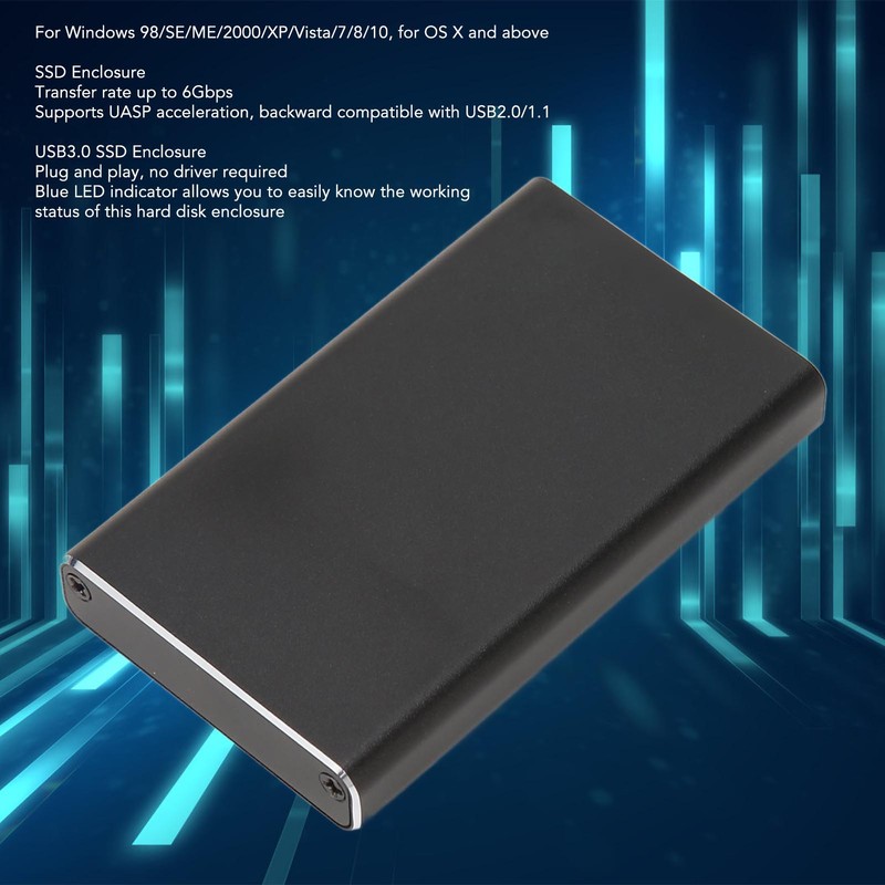 USB3.0 to MSATA Enclosure 6Gbps Support UASP Aluminum Alloy SSD