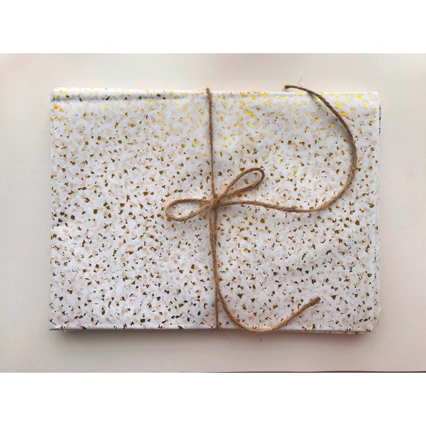 InsideMyNest Antique Copper Gold Two-Toned Foil Specks on White Tissue Paper 30x20 inches (20)