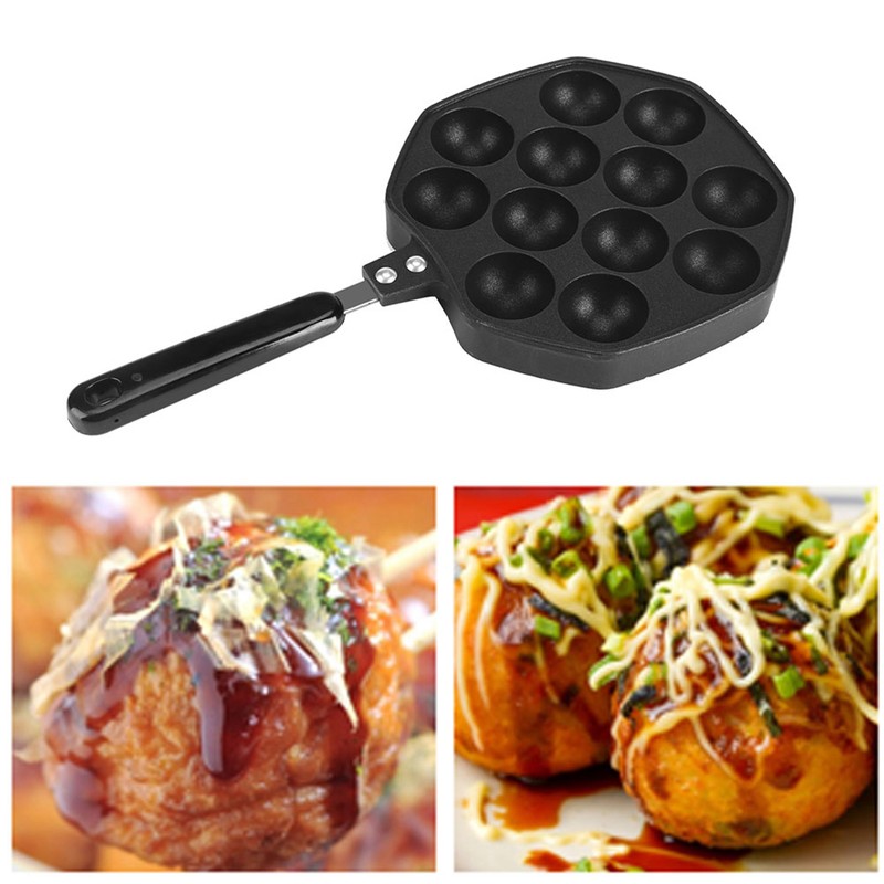 12 Cavities Aluminum NOn stick Takoyaki Grill Pan Plate Octopus