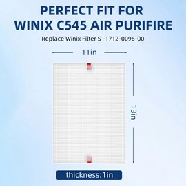 C545 Replacement Filter S for Winix C545 Air Purifier,Replace for Winix Filter S 1712-0096-00 and 2522-0058-00, 4-Pack H13 Ture HEPA Filters by APPLIANCEMATES