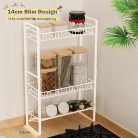 HOISIMDY Spice Rack 3 Tier Slim Seasoning Storage rack Kitchen Spice Organiser Bathroom Washroom Storage Rack for Skincare