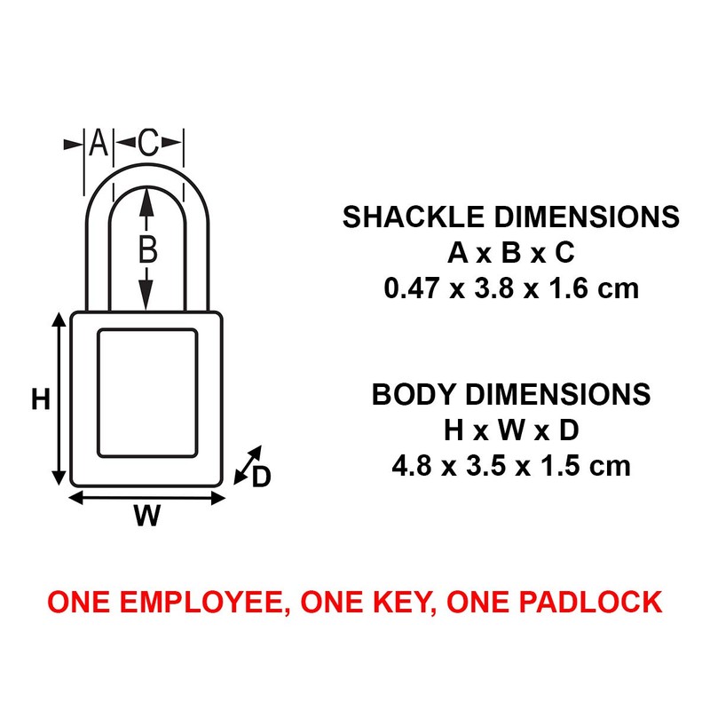 Master Lock S32RED Red Dielectric Zenex thermoplastic Safety Padlock, 35mm