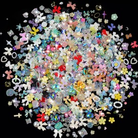 Coolon 500 Stück Mischen Nagel Charms Dekorations, 3D Nail Dekorationen Kunstharz,Nagel Strasssteine für Nagelkunst-Dekorationen, Designs, DIY-Bastelzubehör