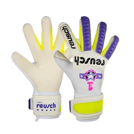 Reusch Legacy Pro Am Silver Goalkeeper Gloves, White/Purple, Size 8