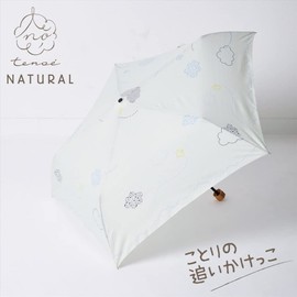 Ogawa 92015 Tenoé/Nature Folding Umbrella, Women's, Lightweight, 7.1 oz (200 g), 21.7 inches (55 cm), 5 Ribs, Chasing Birds, Opens Manually, UV Protection Over 90%, Includes Safety Cover, Bird-Shaped Buttons