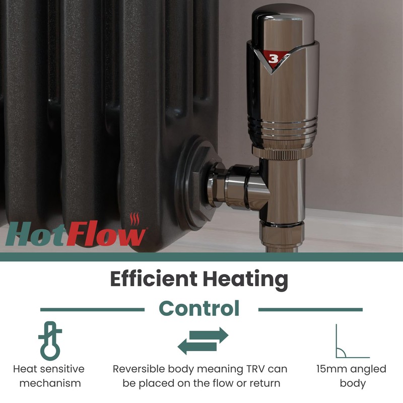 Hot Flow Black Nickel Marella Modern Thermostatic Radiator Valve Angled