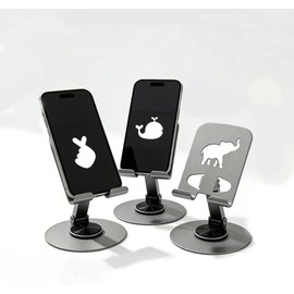 Soporte para Celular Metalico Ajustable con Base Giratoria 360° para Escritorio Antideslizante Compatible con Smartphones